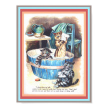 Funny Cats Bath van Louis Wain Art copy