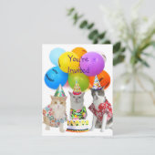  Funny Cats Birthday Party Invitation Kaart (Staand voorkant)