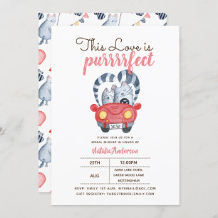 Funny Cats Bridal Shower Invitation Purrfeces Love Kaart