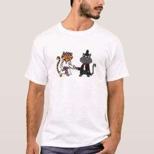 Funny Cats Bride en Groom bruiloft Art T-shirt