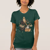 Funny Cats Christmas Tree Tangled Lights Holiday T-shirt (Voorkant)