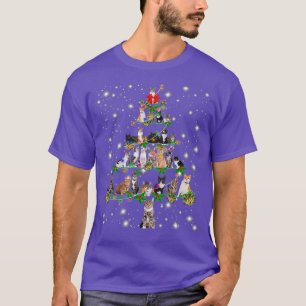 Funny Cats Christmas Tree Tee Ornament Decor T-shirt
