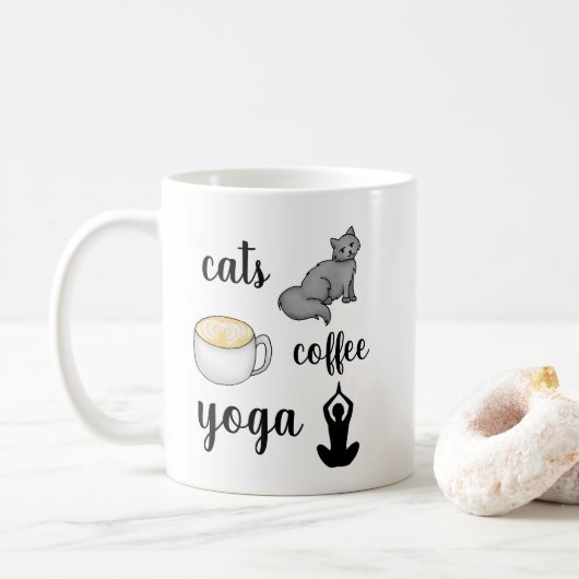 Funny Cats Coffee Yoga Lover Koffiemok (Met donut)