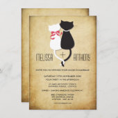  Funny Cats Couple Wedding Invitation Kaart (Voorkant / Achterkant)