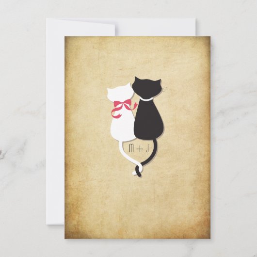  Funny Cats Couple Wedding Invitation Kaart (Achterkant)
