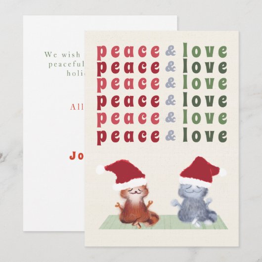 Funny Cats Couple Yoga Meditation Cute Kerstmis Feestdagenkaart (Voorkant / Achterkant)