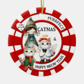 Funny Cats Crazy Cat Lady Schattige Kerst Keramisch Ornament (Voorkant)