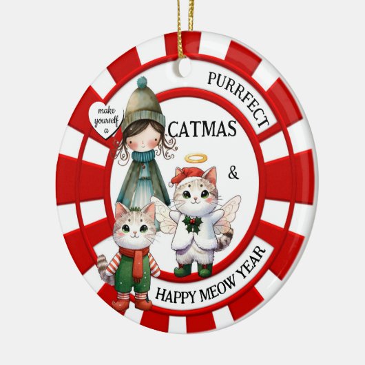 Funny Cats Crazy Cat Lady Schattige Kerst Keramisch Ornament (Links)