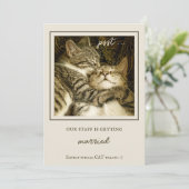 Funny Cats Custom Photo Engagement Party Kaart (Staand voorkant)