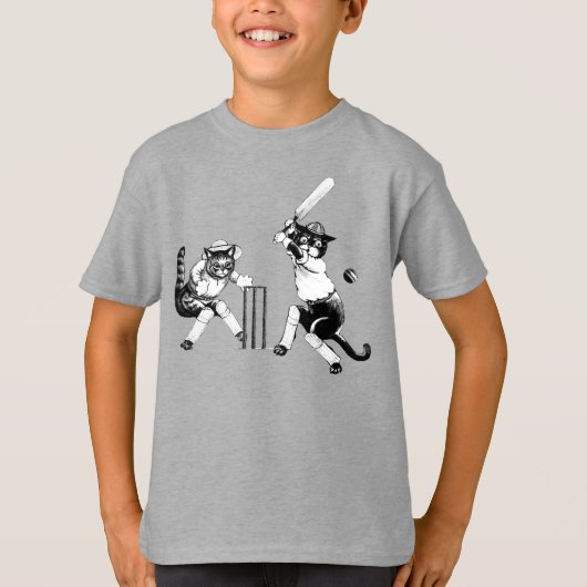 Funny Cats die cricket spelen T-shirt (Voorkant)