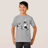 Funny Cats die cricket spelen T-shirt (Voorkant volledig)