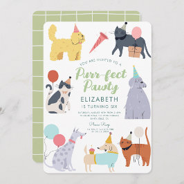 Funny Cats Dogs Spint-effect Birthday Pawty Kaart