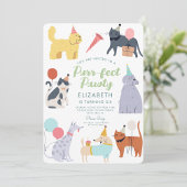 Funny Cats Dogs Spint-effect Birthday Pawty Kaart