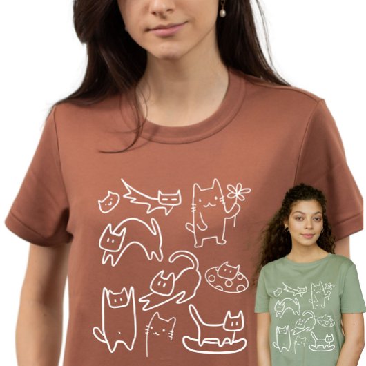 Funny Cats Doodles  T-shirt