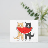 Funny Cats Eating Watermelon Briefkaart Funny Cats (Staand voorkant)