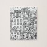 Funny Cats Gedetailleerde town Black White Colorin Legpuzzel<br><div class="desc">Zwart-wit ontwerp voor het ontspannen van de kleur,  een knappe,  knappe stad met huizen en schattige katten,  vind en kleuren alle katten die zich in deze stad verbergen. Deze puzzel zou geweldig werken als cadeau voor een kattenliefhebber.</div>