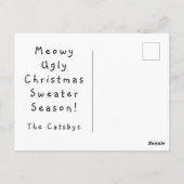 Funny Cats Gepersonaliseerd Lelijke Kersttrui Briefkaart (Achterkant)