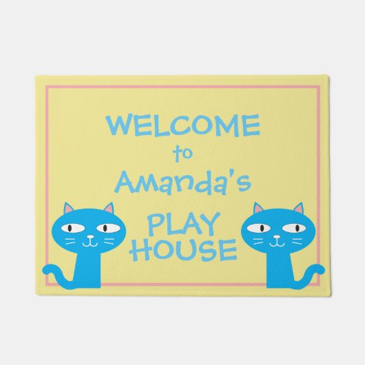Funny Cats Girls Playhouse Welkom Deurmat (Voorkant)