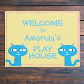 Funny Cats Girls Playhouse Welkom Deurmat