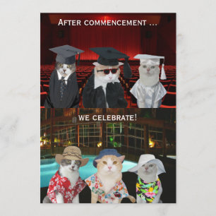 Funny Cats  Graduation Party nodigt uit Kaart