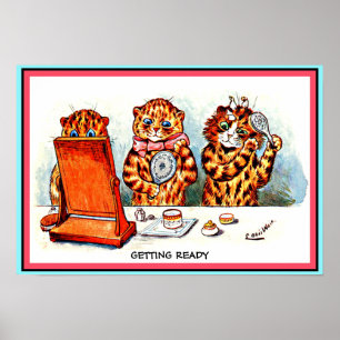 Funny Cats Grooming as Humans  door Wain Cpy Poster
