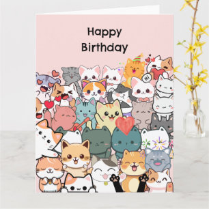Funny Cats Happy Birthday Gepersonaliseerde Kaart