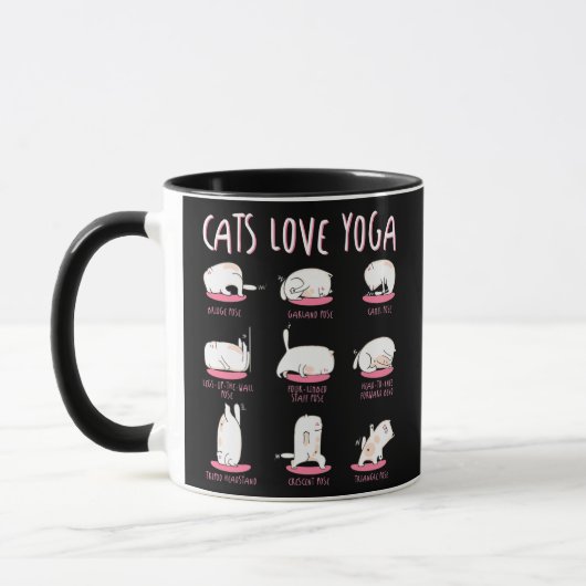 Funny Cats houden van verschillende Yoga Posities  Mok (Links)