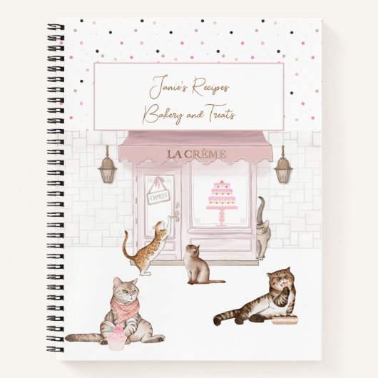 Funny Cats in een Bakery Recipe Book Notitieboek (Voorkant)