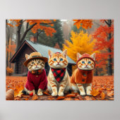 Funny Cats in Preppy Fall Attire and Hats   Poster (Voorkant)