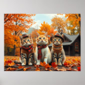 Funny Cats in Preppy Fall Attire and Hats Poster (Voorkant)