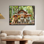 Funny Cats in Preppy Summer Attire and Hats Poster