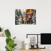 Funny Cats in Preppy Winter Attire and Hats Poster (Thuiskantoor)