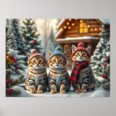 Funny Cats in Preppy Winter Attire and Hats Poster (Voorkant)
