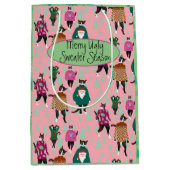 Funny Cats in Ugly KerstSweaters roze Medium Cadeauzakje (Voorkant)