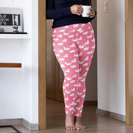 Funny Cats in Yoga Poses Positions Pattern roze Leggings