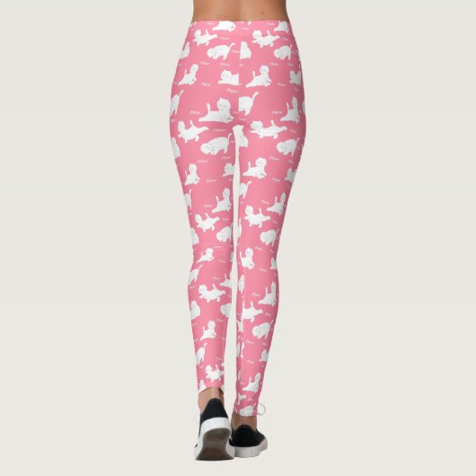 Funny Cats in Yoga Poses Positions Pattern roze Leggings (Achterkant)