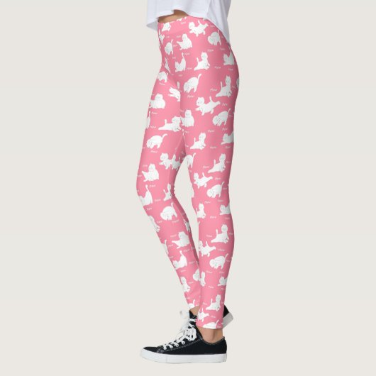Funny Cats in Yoga Poses Positions Pattern roze Leggings (Links)