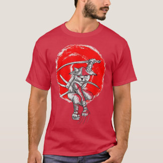 Funny Cats japan cat Samurai Cat Japans rood T-shirt