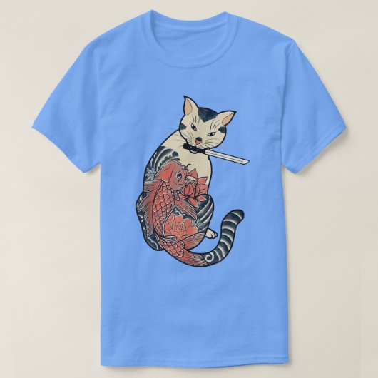 Funny Cats japan cat Samurai Cat Japans rood T-shirt (Design voorkant)