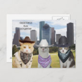 Funny Cats/Katten Greetings uit Houston Briefkaart (Voorkant / Achterkant)