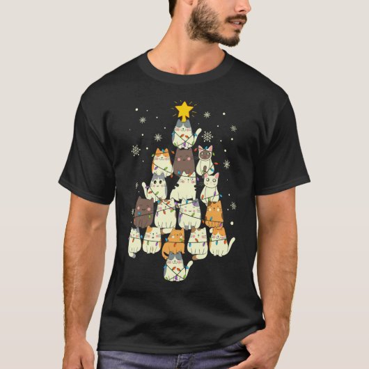 Funny Cats kerstboom T-shirt (Voorkant)