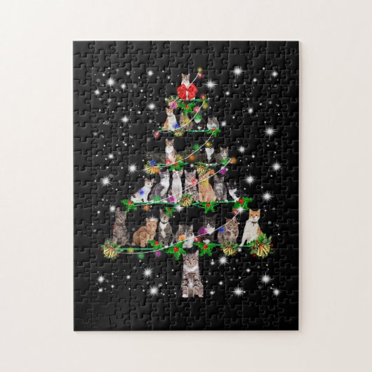 Funny Cats Kerstboom T-shirt Ornament Decor Gift Legpuzzel (Verticaal)