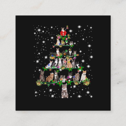 Funny Cats Kerstboom T-shirt Ornament Decor Gift Vierkante Visitekaartje (Voorkant)