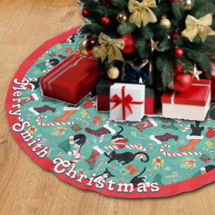 Funny cats kerstkousen geborsteld Polyester T Kerstboom Rok