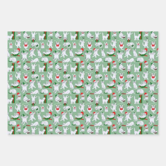 Funny Cats Kerstmis Inpakpapier Vel (Voorkant)