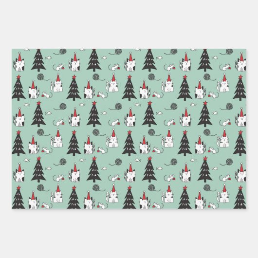 Funny Cats Kerstmis Inpakpapier Vel (Voorkant 2)