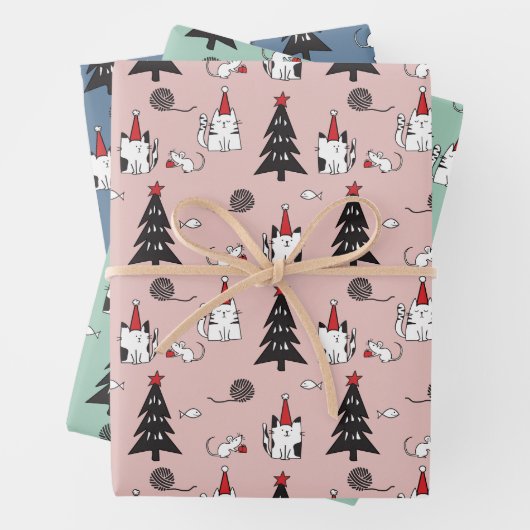 Funny Cats Kerstmis Inpakpapier Vel (In situ)