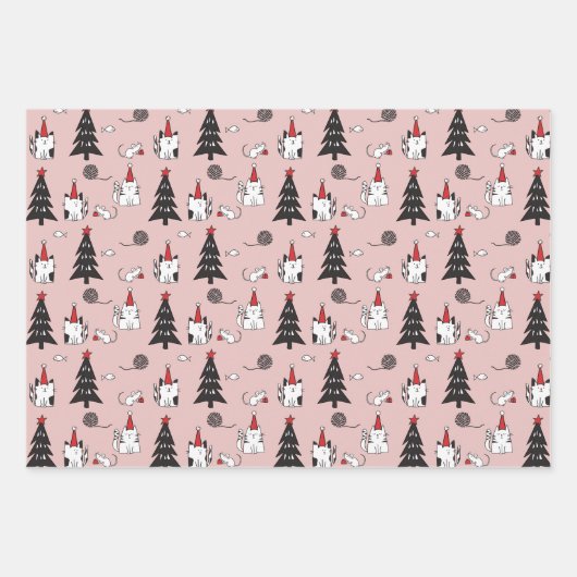 Funny Cats Kerstmis Inpakpapier Vel (Voorkant)