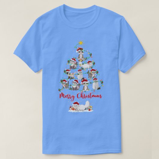 Funny Cats Lover Xmas Lighting Santa Hat Cats Chri T-shirt (Design voorkant)