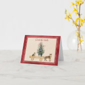 Funny Cats met een Wagon Holiday Kaart (Gele Bloem)